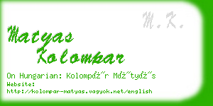 matyas kolompar business card